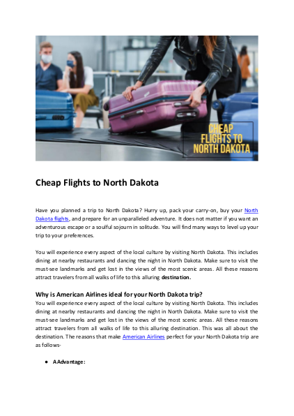 Cheap Flights to North Dakota | edocr