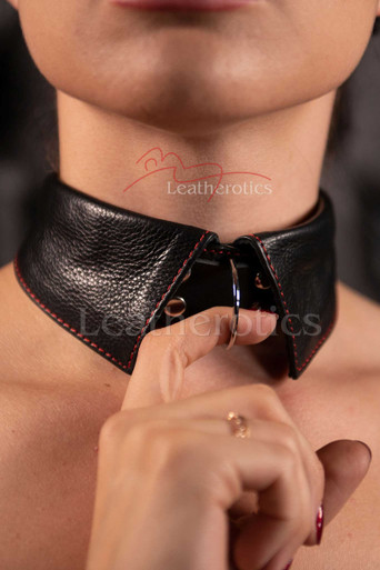Buy Black Leather Choker Collar Buckle | Leatherotics US